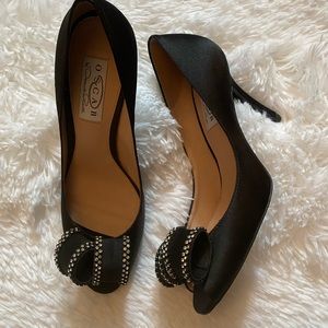 Oscar de la renta open toe satin shoes